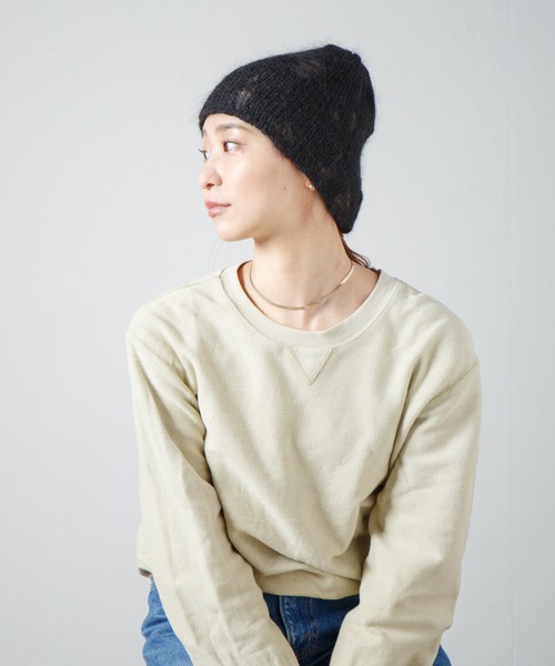 RACAL(ラカル)の「Ripped Mohair Wool Layered Knit Beanie / ダメージ加工モヘアレイヤーニットビーニー(ニットキャップ/ビーニー・レディース・アイボリー/ブラック/グレー/ライトパープル・FREE)」の6枚目の写真