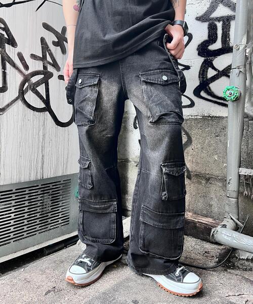 パンツ メンズ マルチポケット リベット装飾 裾絞り カーゴショートパンツ メンズ マルチポケット付き 送料無料・7月