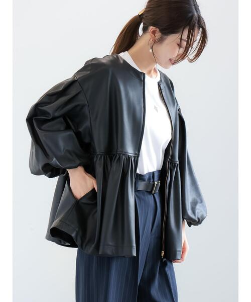 激安な Te chichi（テチチ）の「フェイクレザーペプラムブルゾン ジャケット・アウター