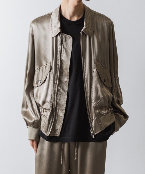 バジーレ28 ミリタリー風 シルクサテンジャケット trim_fce_item65169040b4a62.jpg