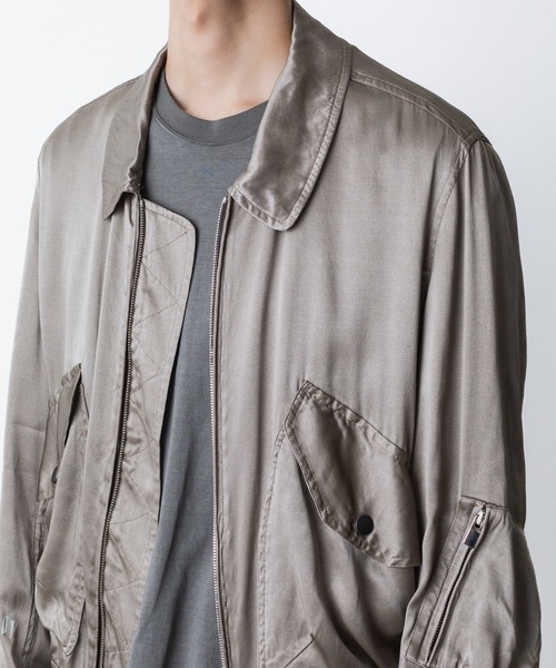 VEIN （ヴェイン）の「RY ピグメント プリントサテン フライトジャケット / RY PIGMENT PRINT SATIN FLIGHT JACKET（ミリタリージャケット・メンズ・カーキ系/ブラック・1/2/3）」の18枚目の写真