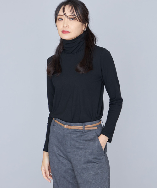 A/C DESIGN BY ALPHA CUBIC(エーシーデザインバイアルファキュービック)の「裏起毛ハイネックプルオーバー(Tシャツ/カットソー・レディース・ブラック/グレー/オフホワイト/ブルー・M/L)」の1枚目の写真