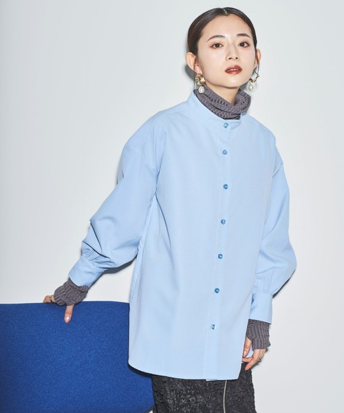 tarin arin(タリンアリン)の「【150㎝前後の小柄さんサイズ】パフスリーブビッグスリットシャツ(シャツ/ブラウス・レディース・チャコールグレー/ホワイト/サックスブルー・S/M)」の3枚目の写真