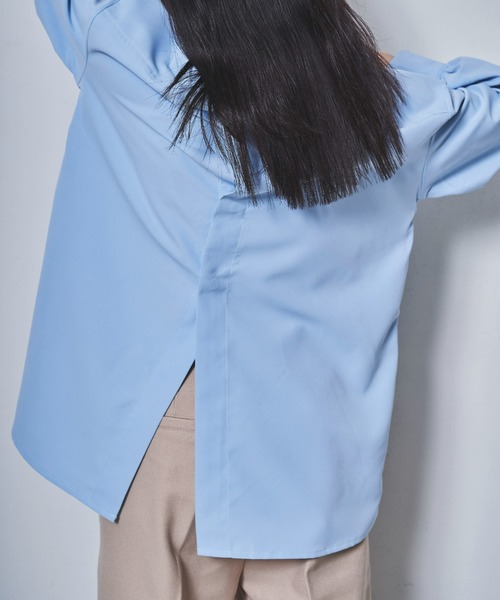 tarin arin(タリンアリン)の「【150㎝前後の小柄さんサイズ】パフスリーブビッグスリットシャツ(シャツ/ブラウス・レディース・チャコールグレー/ホワイト/サックスブルー・S/M)」の8枚目の写真