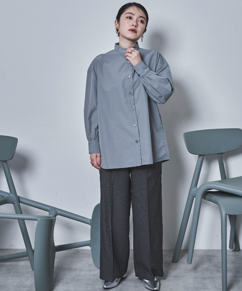 tarin arin(タリンアリン)の「【150㎝前後の小柄さんサイズ】パフスリーブビッグスリットシャツ(シャツ/ブラウス・レディース・チャコールグレー/ホワイト/サックスブルー・S/M)」の20枚目の写真