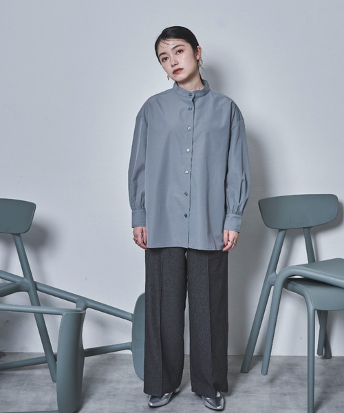 tarin arin(タリンアリン)の「【150㎝前後の小柄さんサイズ】パフスリーブビッグスリットシャツ(シャツ/ブラウス・レディース・チャコールグレー/ホワイト/サックスブルー・S/M)」の22枚目の写真