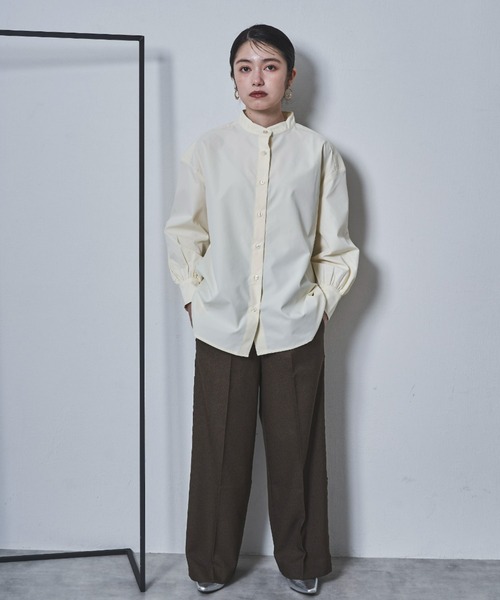 tarin arin(タリンアリン)の「【150㎝前後の小柄さんサイズ】パフスリーブビッグスリットシャツ(シャツ/ブラウス・レディース・チャコールグレー/ホワイト/サックスブルー・S/M)」の15枚目の写真