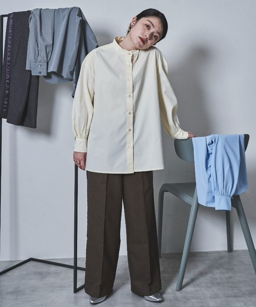 tarin arin(タリンアリン)の「【150㎝前後の小柄さんサイズ】パフスリーブビッグスリットシャツ(シャツ/ブラウス・レディース・チャコールグレー/ホワイト/サックスブルー・S/M)」の17枚目の写真