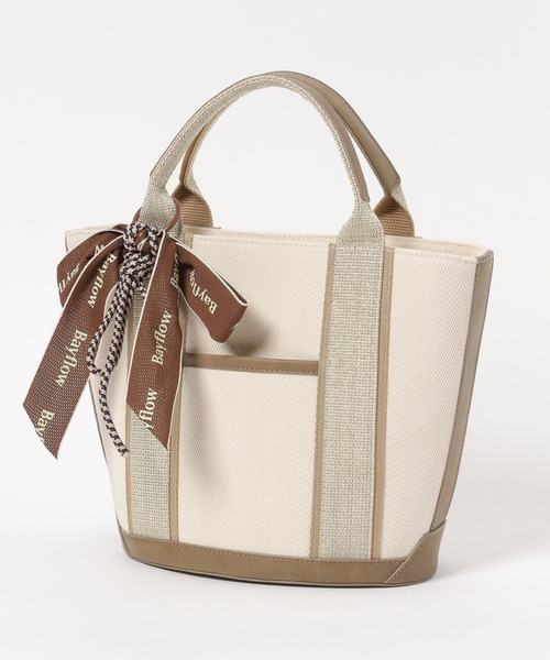 BAYFLOW（ベイフロー）の「リボンチャームラメショルダートート（トートバッグ・レディース・ネイビー/アイボリー・FREE）」の8枚目の写真