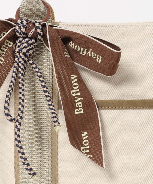 BAYFLOW（ベイフロー）の「リボンチャームラメショルダートート（トートバッグ・レディース・ネイビー/アイボリー・FREE）」の22枚目の写真