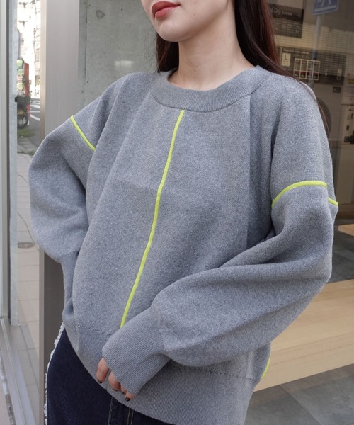 CORNERS(コーナーズ)の「配色ラインコクーンニットプルオーバー(ニット/セーター・レディース・ベージュ系その他/ボルドー/グリーン/ネイビー/杢グレー・FREE)」の8枚目の写真