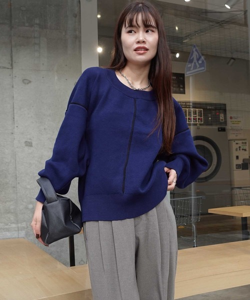 CORNERS(コーナーズ)の「配色ラインコクーンニットプルオーバー(ニット/セーター・レディース・ベージュ系その他/ボルドー/グリーン/ネイビー/杢グレー・FREE)」の15枚目の写真