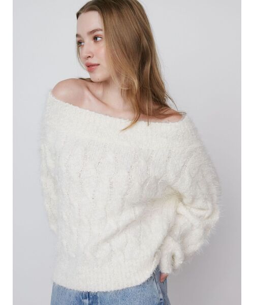 セール】2WAY MIX YARN CABLE KNIT/2WAYヤーンケーブルニット