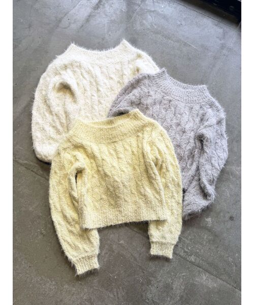 CALNAMUR(カルナムール)の「2WAY MIX YARN CABLE KNIT/2WAYヤーンケーブルニット(ニット/セーター・レディース・ホワイト/グレー/イエロー・FREE)」の3枚目の写真