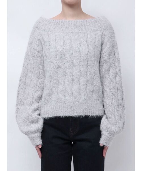 CALNAMUR(カルナムール)の「2WAY MIX YARN CABLE KNIT/2WAYヤーンケーブルニット(ニット/セーター・レディース・ホワイト/グレー/イエロー・FREE)」の5枚目の写真