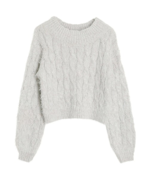 CALNAMUR(カルナムール)の「2WAY MIX YARN CABLE KNIT/2WAYヤーンケーブルニット(ニット/セーター・レディース・ホワイト/グレー/イエロー・FREE)」の2枚目の写真