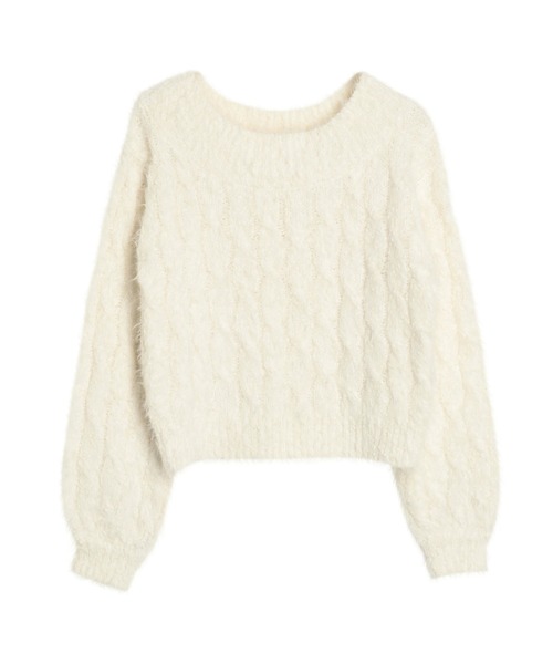 CALNAMUR(カルナムール)の「2WAY MIX YARN CABLE KNIT/2WAYヤーンケーブルニット(ニット/セーター・レディース・ホワイト/グレー/イエロー・FREE)」の1枚目の写真