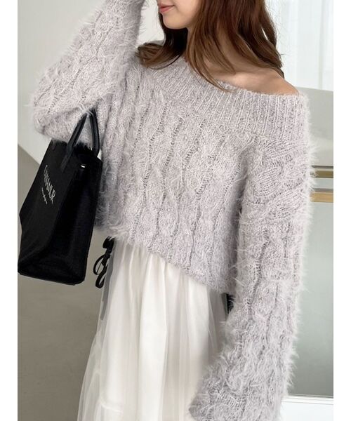 CALNAMUR(カルナムール)の「2WAY MIX YARN CABLE KNIT/2WAYヤーンケーブルニット(ニット/セーター・レディース・ホワイト/グレー/イエロー・FREE)」の18枚目の写真