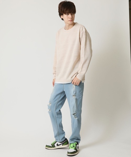 ARCADE（アーケード）の「裏起毛 重ね着風 フェイクレイヤード オーバーサイズ 長袖 Tシャツ CREATION CUBE（Tシャツ/カットソー・メンズ・グレー/ブラック/アイボリー・L/LL/M）」の5枚目の写真