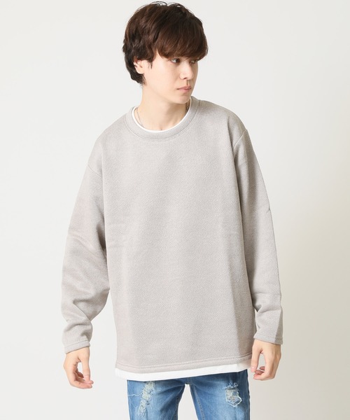 ARCADE（アーケード）の「裏起毛 重ね着風 フェイクレイヤード オーバーサイズ 長袖 Tシャツ CREATION CUBE（Tシャツ/カットソー・メンズ・グレー/ブラック/アイボリー・L/LL/M）」の6枚目の写真