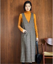 THREE FIFTY STANDARD ヘリンボーン素材のジャンパースカート〈チャコールブラウン〉