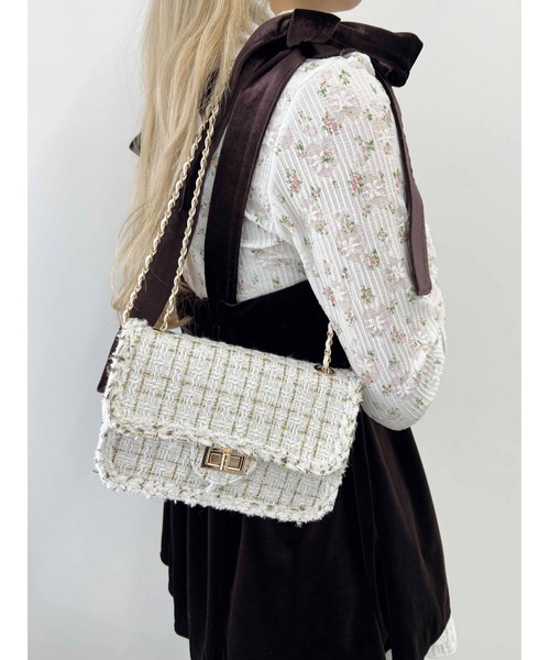 PHILLY（フィリー）の「【PHILLY】2WAYツイードチェーンバッグ（ショルダーバッグ・レディース・アイボリー/ブラック・FREE）」の3枚目の写真