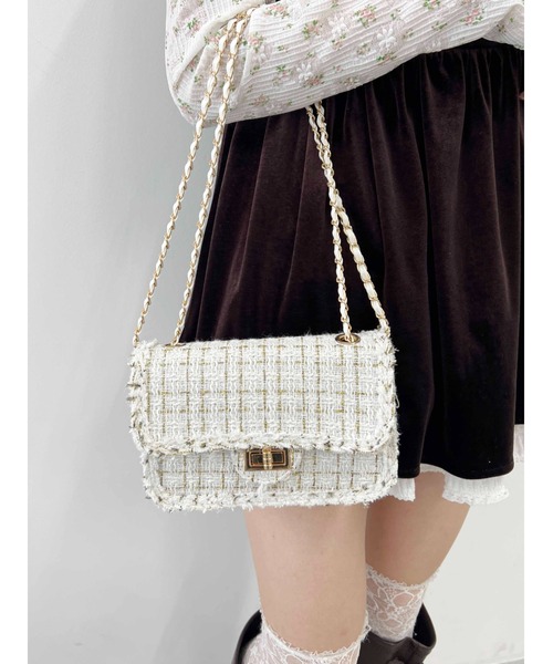 PHILLY（フィリー）の「【PHILLY】2WAYツイードチェーンバッグ（ショルダーバッグ・レディース・アイボリー/ブラック・FREE）」の4枚目の写真