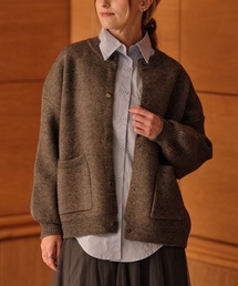 toki doki（トキドキ）の「ノーカーラーヒップまで暖かふんわりニットジャケット（ノーカラージャケット）」