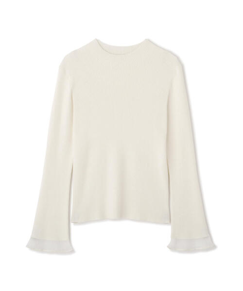 NATURAL BEAUTY BASIC(ナチュラルビューティーベーシック)の「◇シアーフレアカフスリブニット(ニット/セーター・レディース・オフホワイト/ブラック/ベージュ/ブルー・FREE)」の12枚目の写真