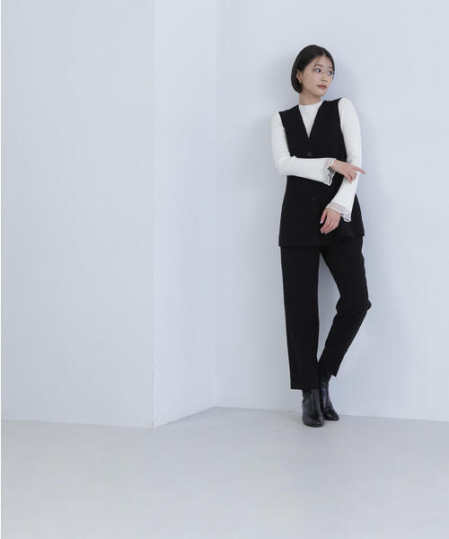 NATURAL BEAUTY BASIC(ナチュラルビューティーベーシック)の「◇シアーフレアカフスリブニット(ニット/セーター・レディース・オフホワイト/ブラック/ベージュ/ブルー・FREE)」の15枚目の写真
