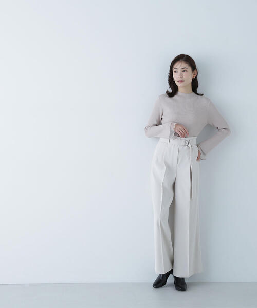 NATURAL BEAUTY BASIC(ナチュラルビューティーベーシック)の「◇シアーフレアカフスリブニット(ニット/セーター・レディース・オフホワイト/ブラック/ベージュ/ブルー・FREE)」の22枚目の写真