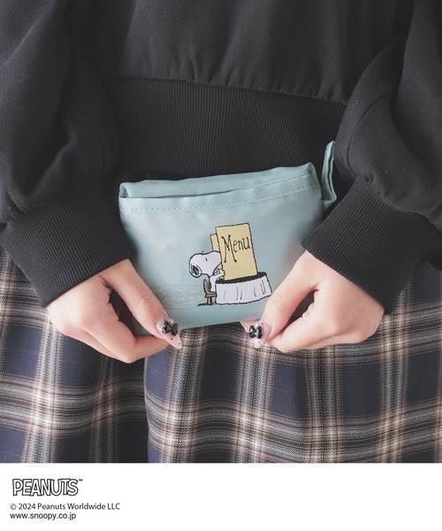 Honeys（ハニーズ）の「スヌーピー／お弁当エコバッグ（エコバッグ/サブバッグ・レディース・ブルー/アイボリー/ピンク系/スミクロ/ミント・FREE）」の10枚目の写真