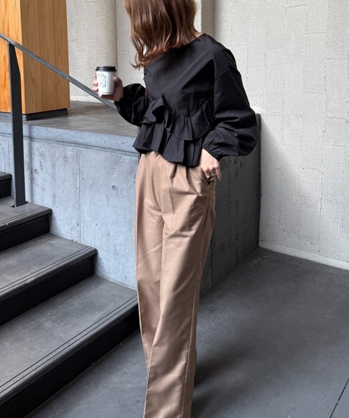 INTER FACTORY(インターファクトリー)の「Ran - 2タックワイドパンツ made in INTERFACTORY(その他パンツ・レディース・ブラウン/ブラック・MEDIUM/SMALL)」の20枚目の写真