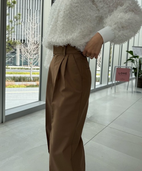 INTER FACTORY(インターファクトリー)の「Ran - 2タックワイドパンツ made in INTERFACTORY(その他パンツ・レディース・ブラウン/ブラック・MEDIUM/SMALL)」の5枚目の写真