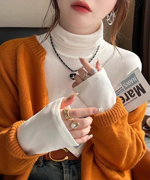 COCOMOMO（ココモモ）の「タートルネック ふわふわカットソー 長袖トップス（Tシャツ/カットソー・レディース・ブラック/ワイン/グレー/ライトブラウン/ベージュ/ホワイト/ダークブラウン/ネイビー・FREE）」の10枚目の写真