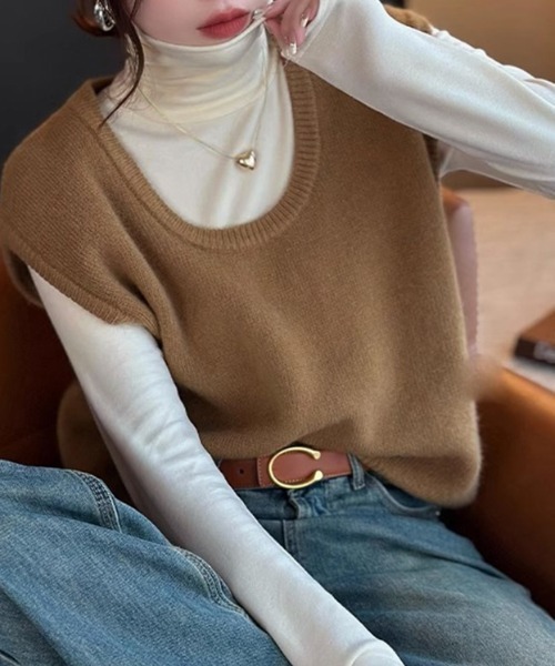 COCOMOMO（ココモモ）の「タートルネック ふわふわカットソー 長袖トップス（Tシャツ/カットソー・レディース・ブラック/ワイン/グレー/ライトブラウン/ベージュ/ホワイト/ダークブラウン/ネイビー・FREE）」の12枚目の写真