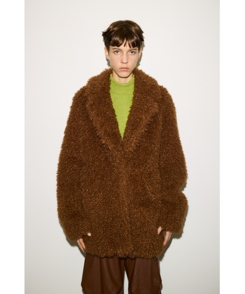 THROW by SLY(スローバイスライ)の「THROW F/FUR TAILOR COAT フェイクファー テイラー コート(その他アウター・レディース・ライトブラック/ブラウン・FREE)」の3枚目の写真