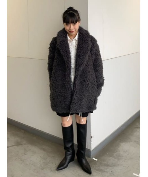 セール】THROW F/FUR TAILOR COAT フェイクファー テイラー コート