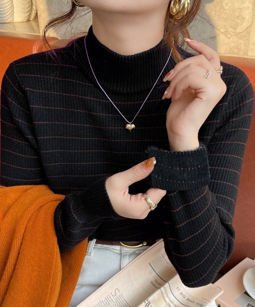 Miniministore(ミニミニストア)の「裏微起毛ニットトップスボーダーニット厚手(ニット/セーター・レディース・グレー/アイボリー/ブラック/ホワイト・FREE)」の9枚目の写真