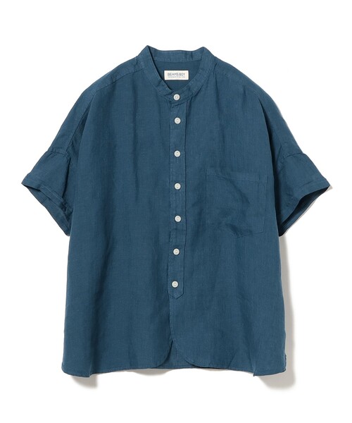 23SS✳︎BEAMS BOYビームスボーイ　リネンソリッドスタンドカラーシャツ BEAMS BOY（ビームス ボーイ）リネン ソリッド スタンドカラー