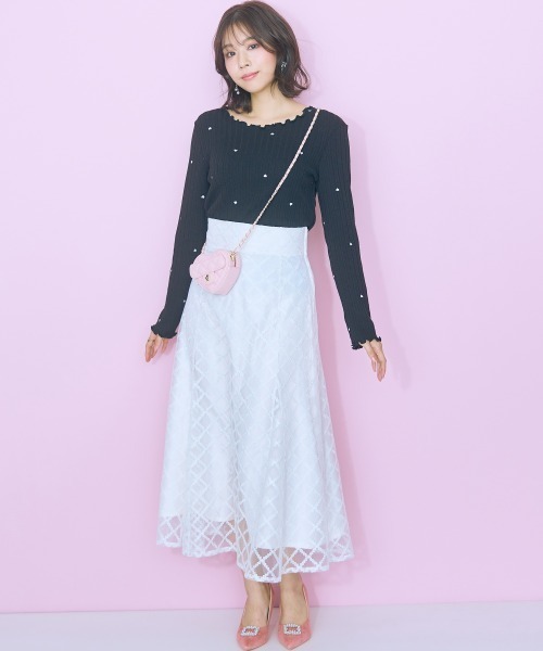 marun(マルン)の「<大きいサイズ>レースチェックフレアスカート marun(スカート・レディース・ピンク/ブラック/オフホワイト・5L/4L/3L/LL/L)」の19枚目の写真