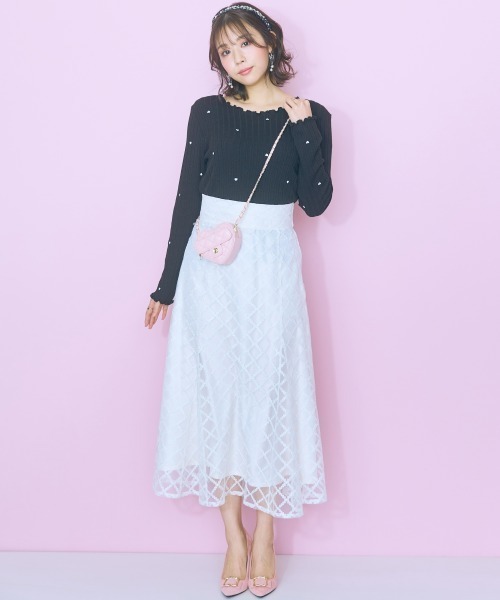marun(マルン)の「<大きいサイズ>レースチェックフレアスカート marun(スカート・レディース・ピンク/ブラック/オフホワイト・5L/4L/3L/LL/L)」の20枚目の写真