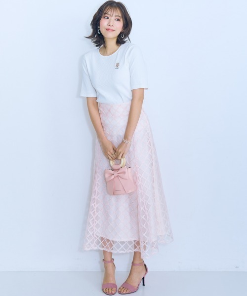 marun(マルン)の「<大きいサイズ>レースチェックフレアスカート marun(スカート・レディース・ピンク/ブラック/オフホワイト・5L/4L/3L/LL/L)」の15枚目の写真