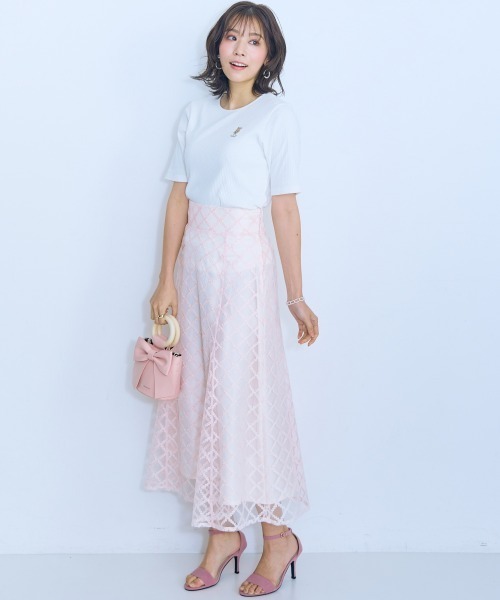 marun(マルン)の「<大きいサイズ>レースチェックフレアスカート marun(スカート・レディース・ピンク/ブラック/オフホワイト・5L/4L/3L/LL/L)」の16枚目の写真
