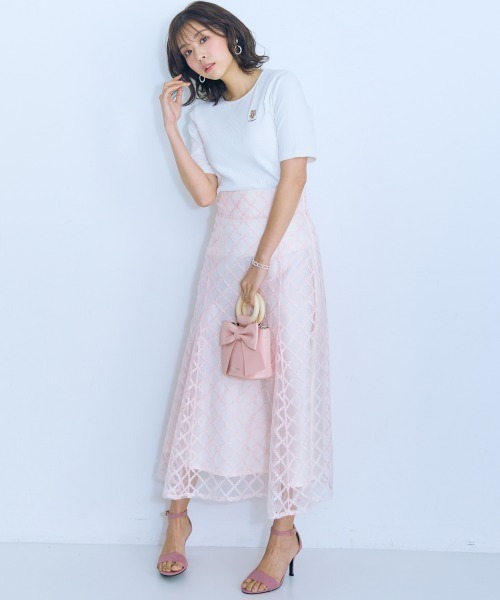 marun(マルン)の「<大きいサイズ>レースチェックフレアスカート marun(スカート・レディース・ピンク/ブラック/オフホワイト・5L/4L/3L/LL/L)」の17枚目の写真