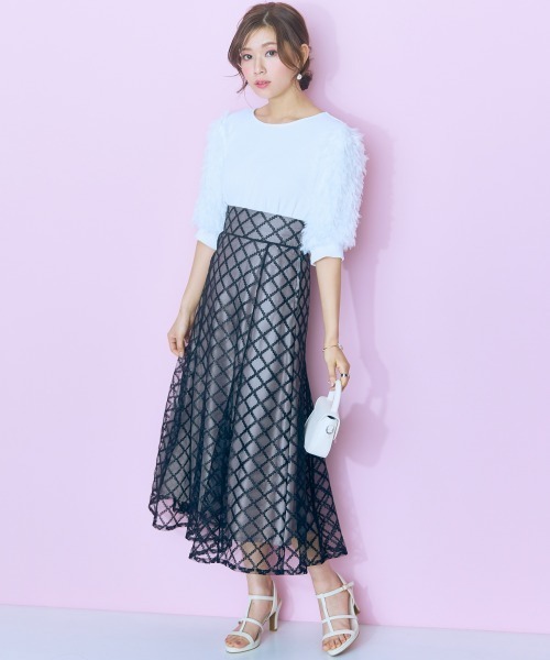 marun(マルン)の「<大きいサイズ>レースチェックフレアスカート marun(スカート・レディース・ピンク/ブラック/オフホワイト・5L/4L/3L/LL/L)」の21枚目の写真