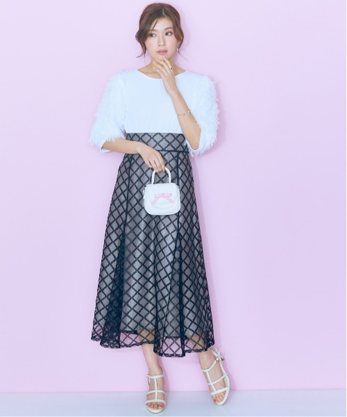 marun(マルン)の「<大きいサイズ>レースチェックフレアスカート marun(スカート・レディース・ピンク/ブラック/オフホワイト・5L/4L/3L/LL/L)」の22枚目の写真