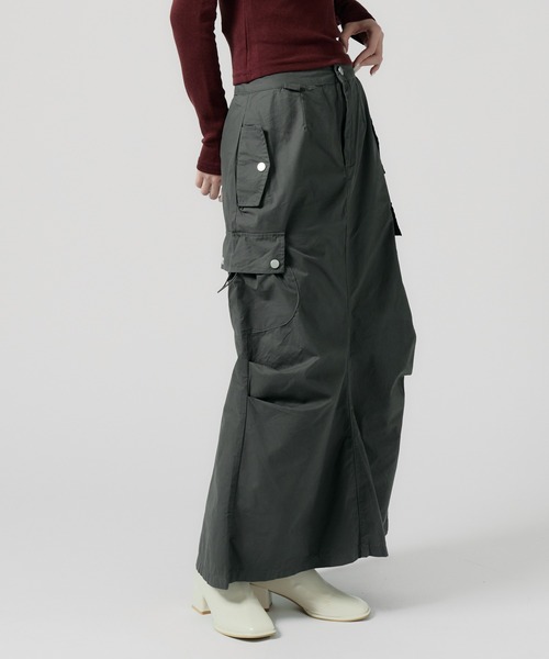 Chick(チック)の「Knee Tuck Cargo Skirt / ニータックカーゴスカート 夏物 夏服(スカート・レディース・グレー/ブラック/ナチュラル・FREE)」の20枚目の写真