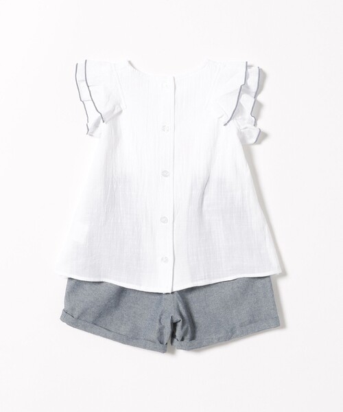 BEAMS mini（ビームスミニ）の「刺繍 フレア セットアップ 2025SS（90～150cm）（シャツ/ブラウス・キッズ・ブルー系その他/オフホワイト・130/90/120/110/100/150/140）」の10枚目の写真