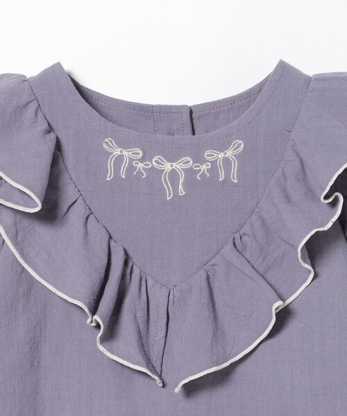 BEAMS mini（ビームスミニ）の「刺繍 フレア セットアップ 2025SS（90～150cm）（シャツ/ブラウス・キッズ・ブルー系その他/オフホワイト・130/90/120/110/100/150/140）」の14枚目の写真